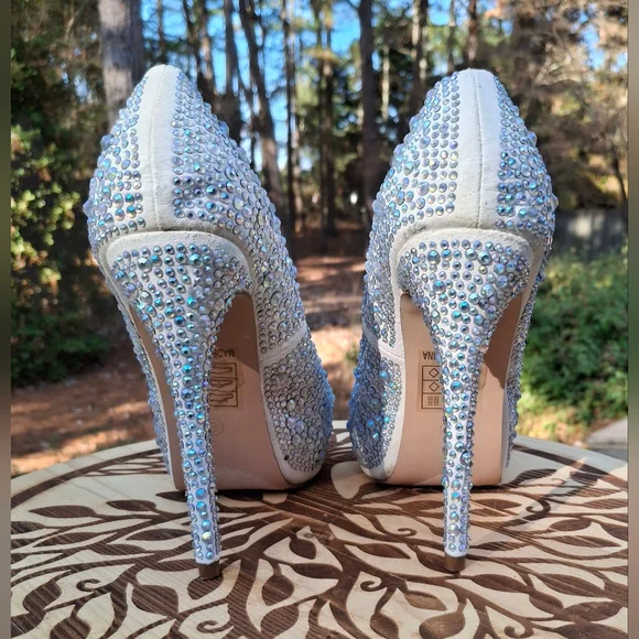 Lauren Lorraine Rhinestone Studded Stiletto Heel Peep Toe Sandals Size 8 - Picture 4 of 8